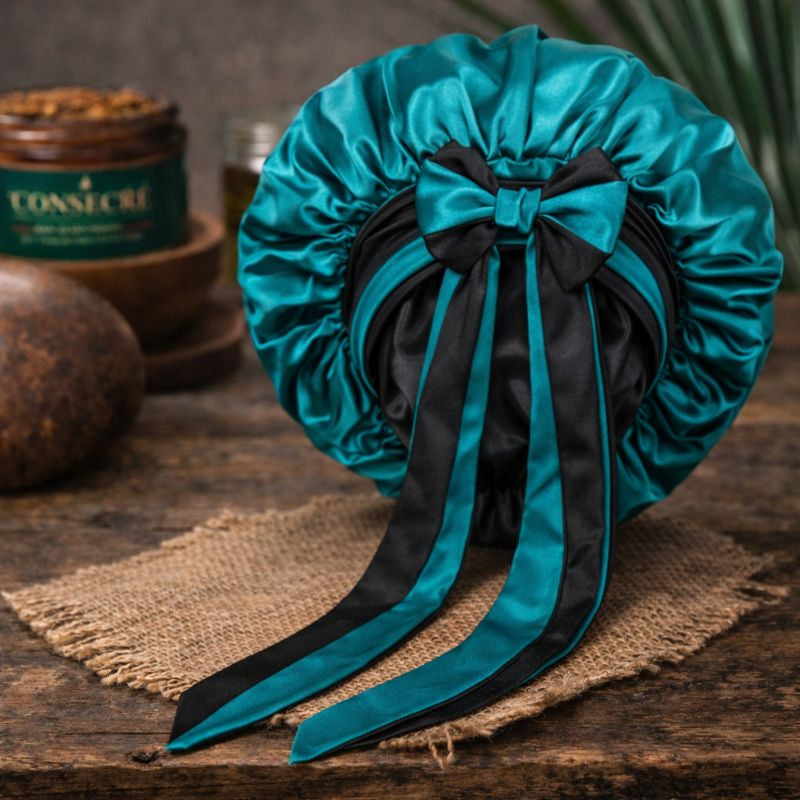 Consecré Double-Layer Satin Tie Bonnet