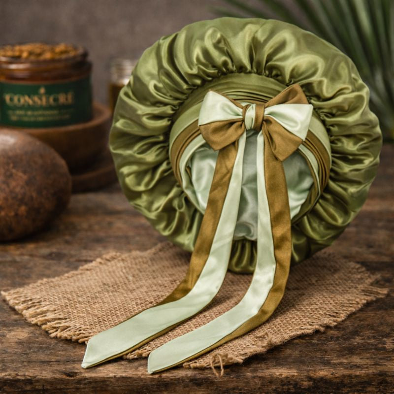 Consecré Double-Layer Satin Tie Bonnet