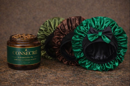 batana oil and satin bonnet hair care set