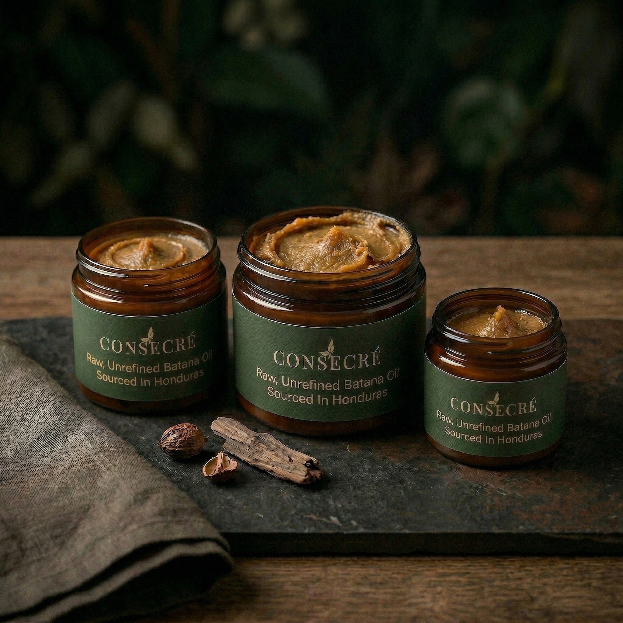 Consecré Raw Batana Oil in 2 ounce, 4 ounce and 6 ounce sizes